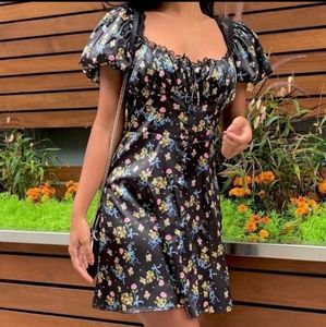 FOR LOVE & LEMONS August Black Floral Dress